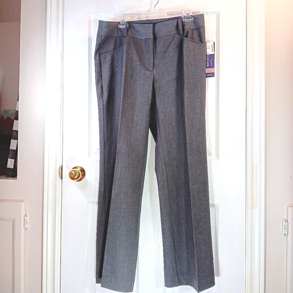 NWT Reitmans Women's Boot Cut Dress Pants Gray Minimalist Trousers Size 13